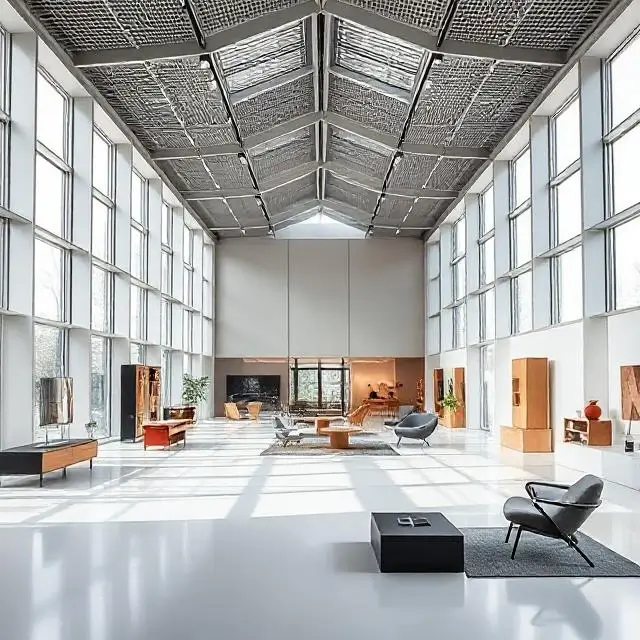 Sleek, modern interior of a Swedish design museum